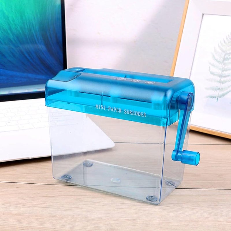 Mini Blue Manual Paper Shredder A6 Size For Home Office And School Use - Image 3